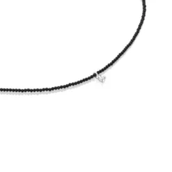 Collar de plata con ónix y motivo oso Bold Bear