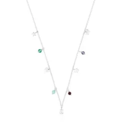 Collar de plata y gemas Bold motivos Motif