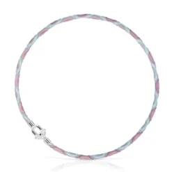Collar elástico de plata con cordón rosa y azul TOUS MANIFESTO