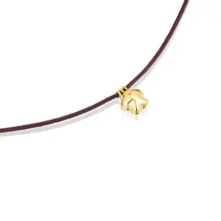 Collar flor de oro y cordón marrón TOUS Balloon