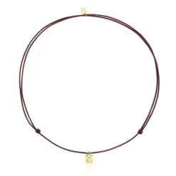 Collar oso de oro y cordón marrón TOUS Balloon
