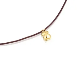 Collar oso de oro y cordón marrón TOUS Balloon