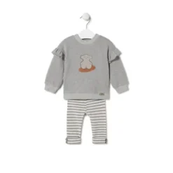 Conjunto de niña liso y a rayas Grey gris