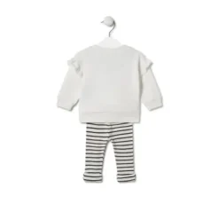 Conjunto de niña liso y a rayas Black crudo