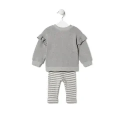 Conjunto de niña liso y a rayas Grey gris