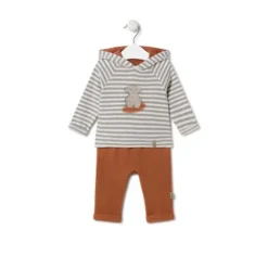 Conjunto de niño a rayas con oso Grey único