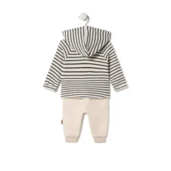 Conjunto de niño a rayas y liso Black crudo