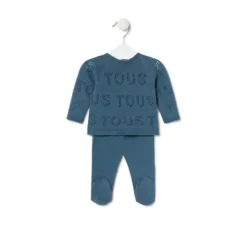 Conjunto de punto de bebé Tricot logo TOUS azul