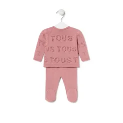 Conjunto de punto de bebé Tricot logo TOUS rosa