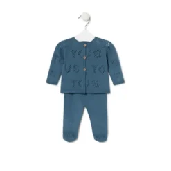 Conjunto de punto de bebé Tricot logo TOUS azul