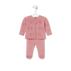 Conjunto de punto de bebé Tricot logo TOUS rosa