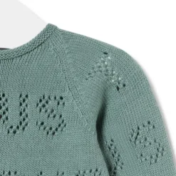 Conjunto de punto de bebé Tricot logo TOUS verde