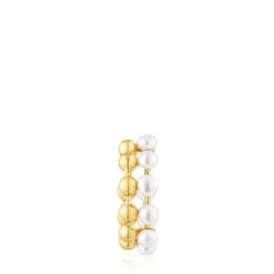 Earcuff doble con baño de oro 18 kt sobre plata y perlas cultivadas Gloss