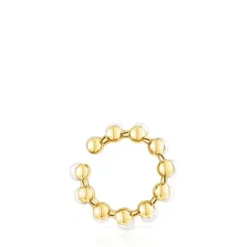 Earcuff doble con baño de oro 18 kt sobre plata y perlas cultivadas Gloss