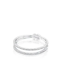 Media alianza de oro blanco con diamantes motivo oso TOUS Diamonds