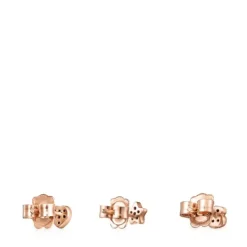 Pack de Pendientes con baño de oro rosa 18 kt sobre plata y espinelas 0,44 - 0,51 cm Motif