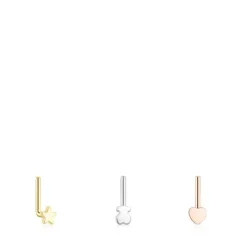 Pack de Piercings de nariz TOUS Basics de acero tricolor