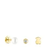Pack de Piercings de oreja TOUS Pearl de oro con diamante y perla