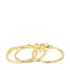 Pack de tres anillos con baño de oro 18 kt sobre plata y gemas Virtual Garden