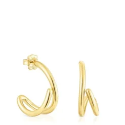 Pendientes aro con baño de oro 18 kt sobre plata Bent