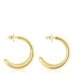 Pendientes aro con baño de oro 18 kt sobre plata Bent