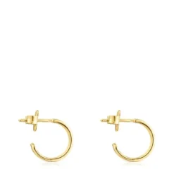 Pendientes aro con baño de oro 18 kt sobre plata pequeños con silueta TOUS Bear Row