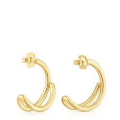 Pendientes aro con baño de oro 18 kt sobre plata Bent