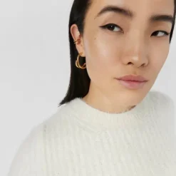 Pendientes aro con baño de oro 18 kt sobre plata Bent