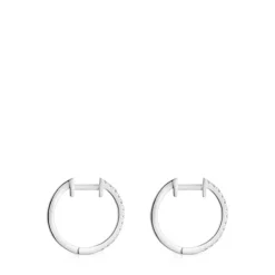 Pendientes aro cortos de oro blanco con diamantes 11 mm Les Classiques