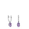 Pendientes aro de plata, amatista y diamantes Basic Colors