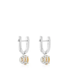 Pendientes aro de plata, citrino y diamantes Basic Colors