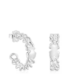 Pendientes aro de plata motivo oso Bold Motif