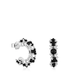 Pendientes aro de plata y ónix Color Pills