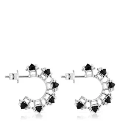 Pendientes aro de plata y ónix Color Pills