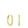 Pendientes aro largos con baño de oro 18 kt sobre plata 22 mm Basicos