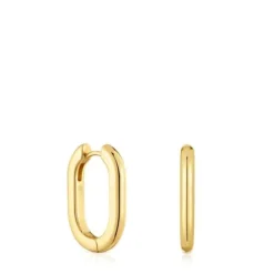 Pendientes aro largos con baño de oro 18 kt sobre plata 22 mm Basicos