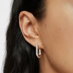 Pendientes aro largos de plata 22 mm Basicos