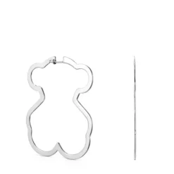 Pendientes aro oso de plata Silueta