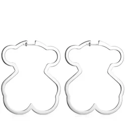 Pendientes aro oso de plata Silueta