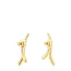Pendientes con baño de oro 18 kt sobre plata doble onda New Hav