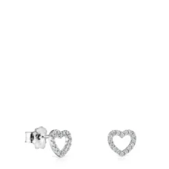 Pendientes corazón de oro blanco con diamantes Les Classiques