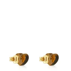 Pendientes corazón de oro y ojo de tigre TOUS 1950