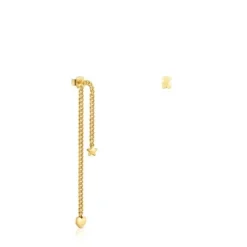 Pendientes corto/largo con baño de oro 18 kt sobre plata Bold Motif