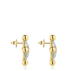 Pendientes cortos con baño de oro 18 kt sobre plata y topacio Sugar Party