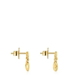 Pendientes cortos con baño de oro 18 kt sobre plata y motivos Bold Motif