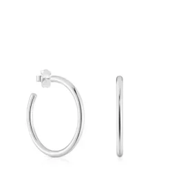 Pendientes de aro largos de plata 27 mm Basics