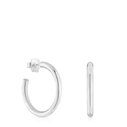 Pendientes de aro largos de plata 24 mm Basicos