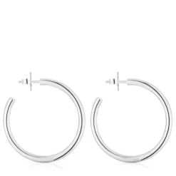 Pendientes de aro largos de plata 27 mm Basics