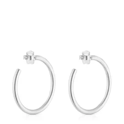 Pendientes de aro largos de plata 27 mm Basics