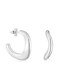 Pendientes de aro oval de plata Galia Basics
